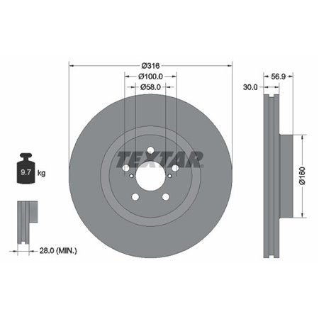 92236503 Тормозной диск TEXTAR     