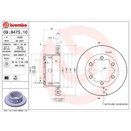 09.8475.10 Jarrulevy BREMBO