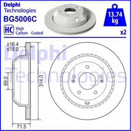 BG5006C Тормозной диск DELPHI