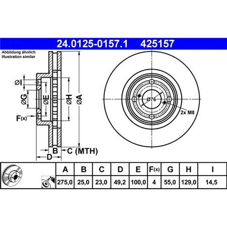 24.0125-0157.1 Brake Disc ATE