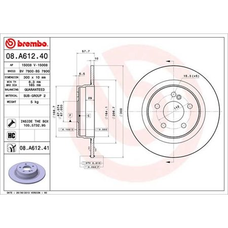 08.A612.41 Bromsskiva BREMBO