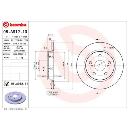 08.A912.11 Bromsskiva BREMBO