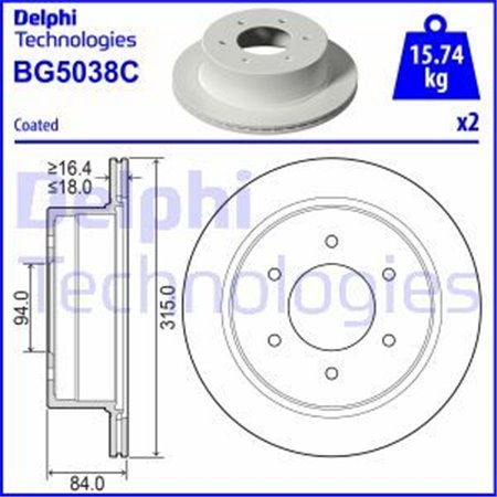 BG5038C Bromsskiva DELPHI