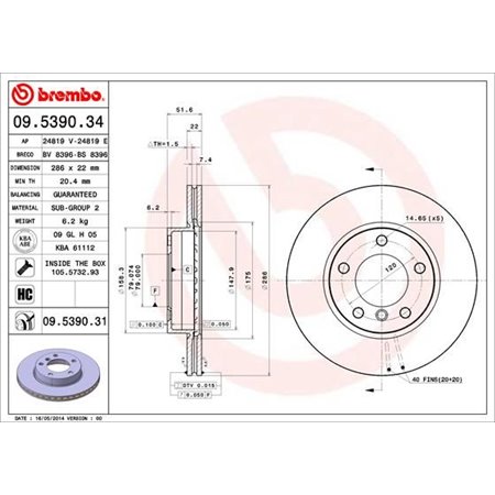 09.5390.31 Bromsskiva BREMBO