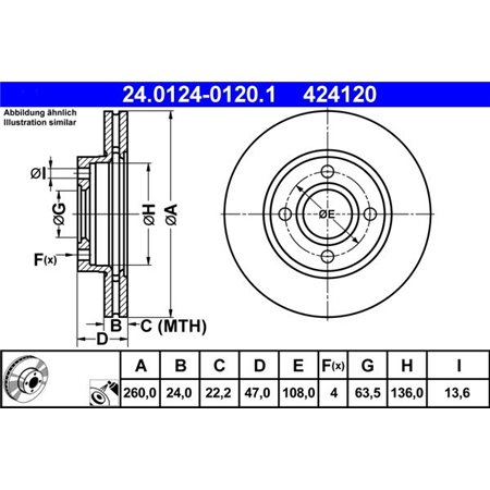 24.0124-0120.1 Brake Disc ATE