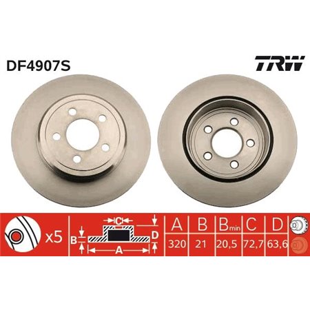 DF4907S Тормозной диск TRW
