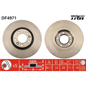 DF4971 Brake Disc TRW - Top1autovaruosad