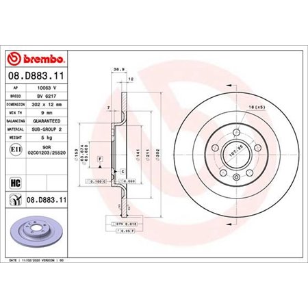 08.D883.11 Brake Disc BREMBO