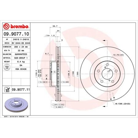 09.9077.11 Brake Disc BREMBO