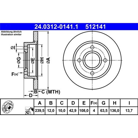 24.0312-0141.1 Тормозной диск ATE