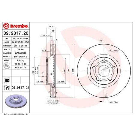 09.9817.21 Jarrulevy BREMBO