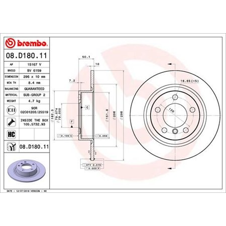 08.D180.11 Bromsskiva BREMBO