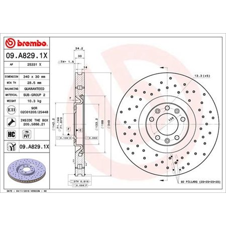 09.A829.1X Brake Disc BREMBO