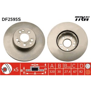 DF2595S  Brake disc TRW 
