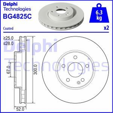 BG4825C Bromsskiva DELPHI