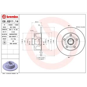 08.6911.14 Jarrulevy BREMBO - Top1autovaruosad