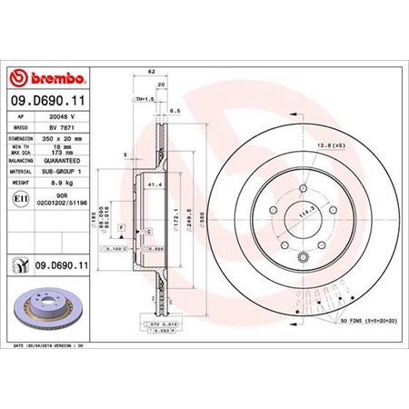 09.D690.11 Bromsskiva BREMBO