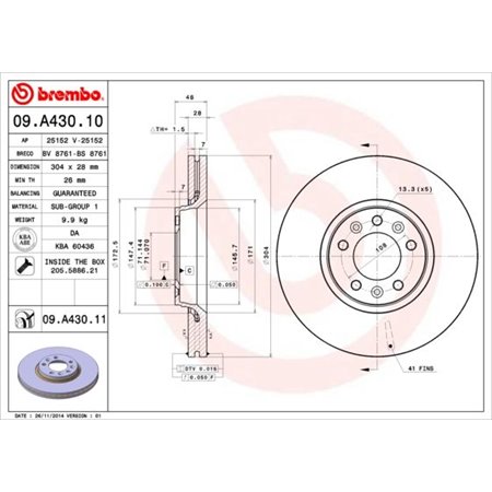 09.A430.11 Brake Disc BREMBO