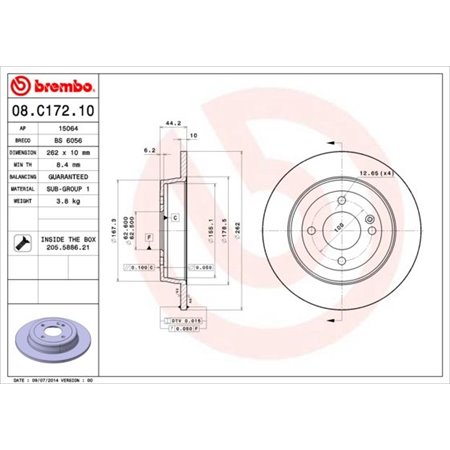 08.C172.10 Brake Disc BREMBO