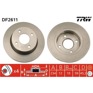 DF2611  Brake disc TRW 