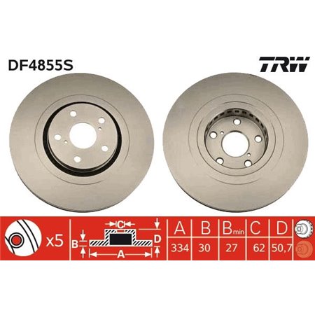 DF4855S  Brake disc TRW 