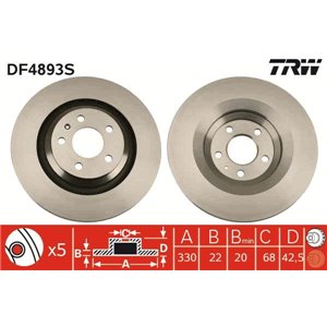 DF4893S  Brake disc TRW 