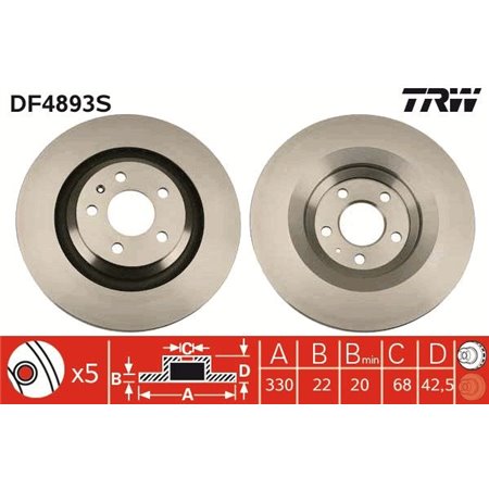 DF4893S Brake Disc TRW