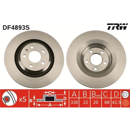 DF4893S  Brake disc TRW 