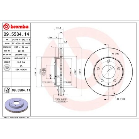 09.5584.11 Brake Disc BREMBO