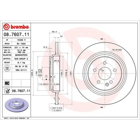 08.7607.11 Bromsskiva BREMBO