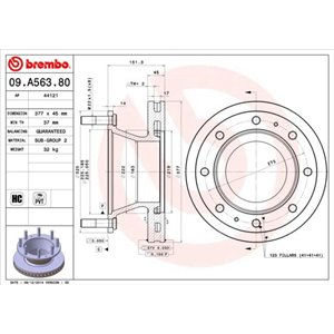 09.A563.80 Bromsskiva BREMBO - Top1autovaruosad