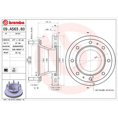 09.A563.80 Тормозной диск BREMBO