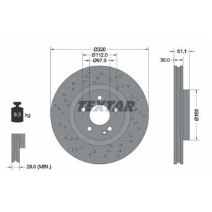 92262103 Bromsskiva TEXTAR - Top1autovaruosad