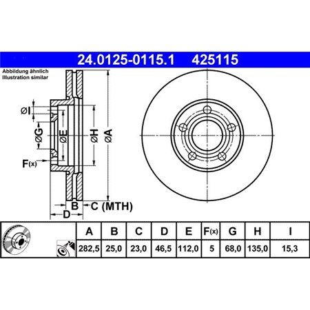 24.0125-0115.1 Bromsskiva ATE