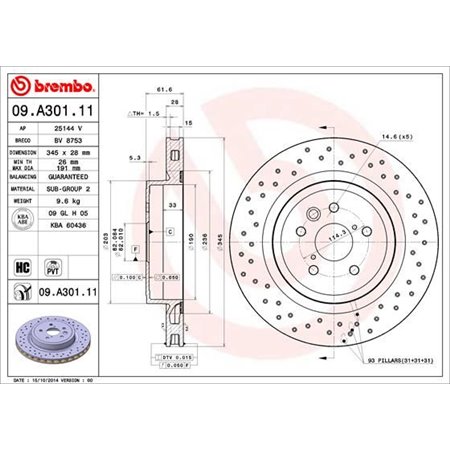 09.A301.11 Brake Disc BREMBO