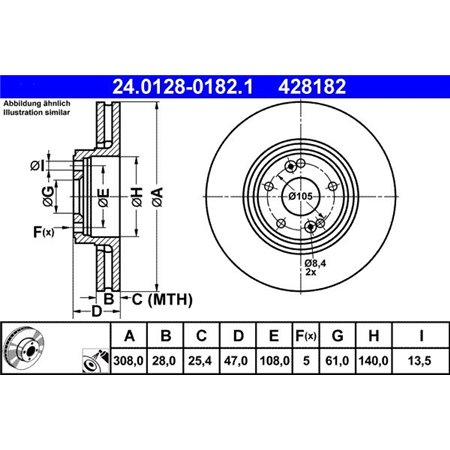24.0128-0182.1 Тормозной диск ATE