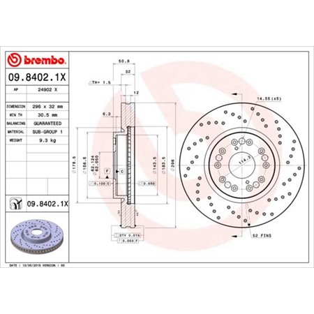 09.8402.1X Bromsskiva BREMBO