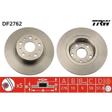 DF2762 Brake Disc TRW