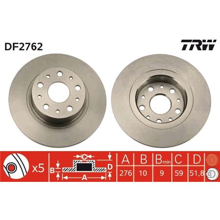 DF2762  Brake disc TRW 