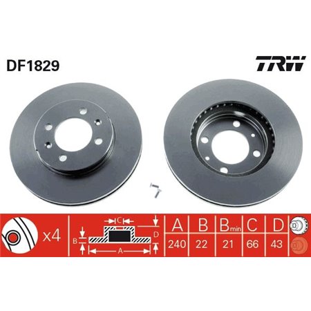 DF1829  Brake disc TRW 