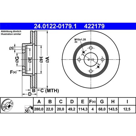 24.0122-0179.1 Brake Disc ATE