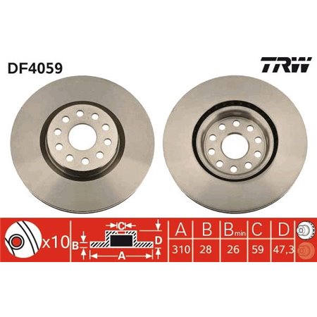 DF4059 Brake Disc TRW
