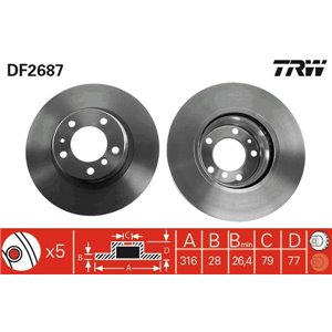DF2687  Brake disc TRW 