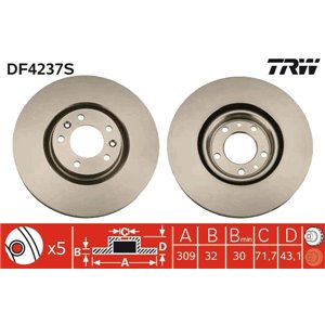 DF4237S  Brake disc TRW 