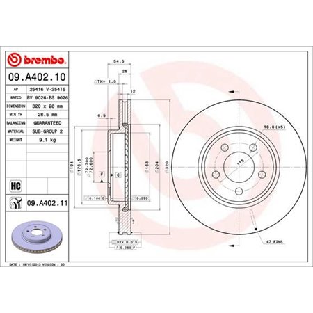 09.A402.11 Bromsskiva BREMBO