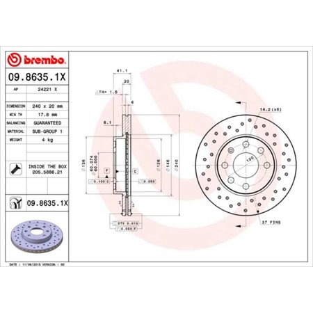 09.8635.1X Bromsskiva BREMBO