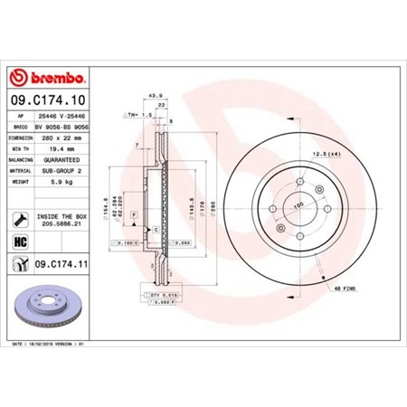 09.C174.11 Brake Disc BREMBO