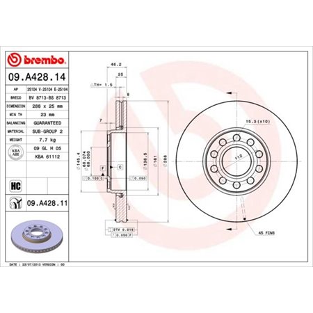 09.A428.11 Jarrulevy BREMBO