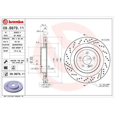 09.B879.11 Bromsskiva BREMBO