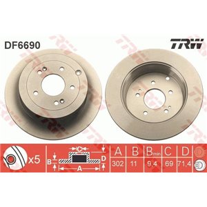 DF6690  Brake disc TRW 